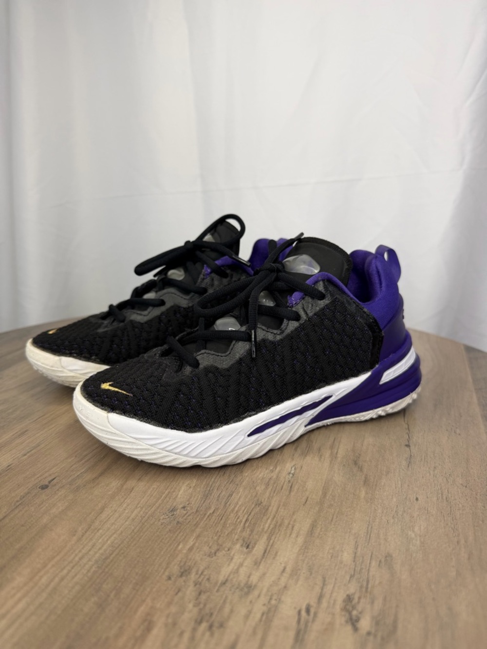 Nike LeBron 18 Kids Black Purple Basketball Sneakers 13C